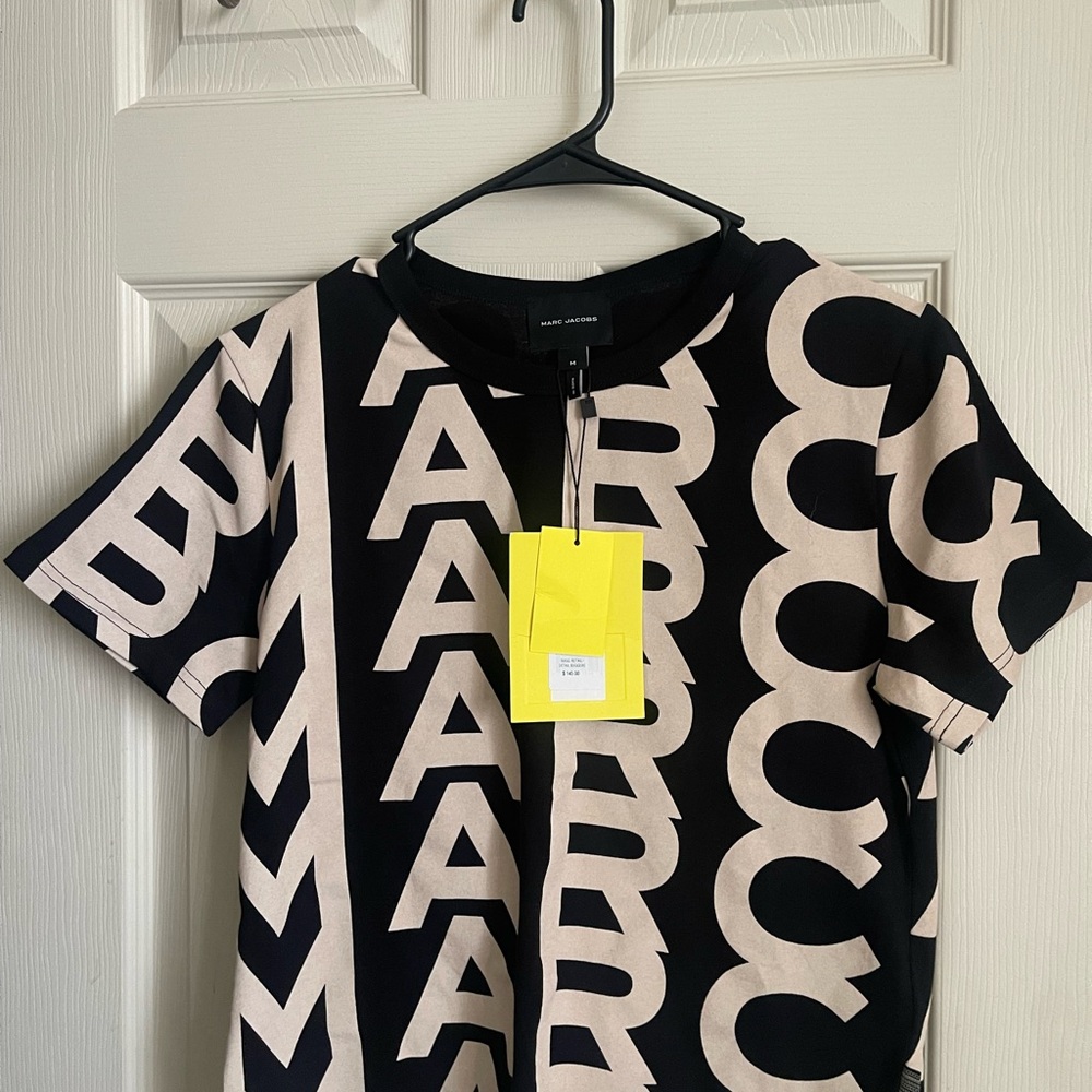 Marc Jacobs Black and Cream Lettered Tee